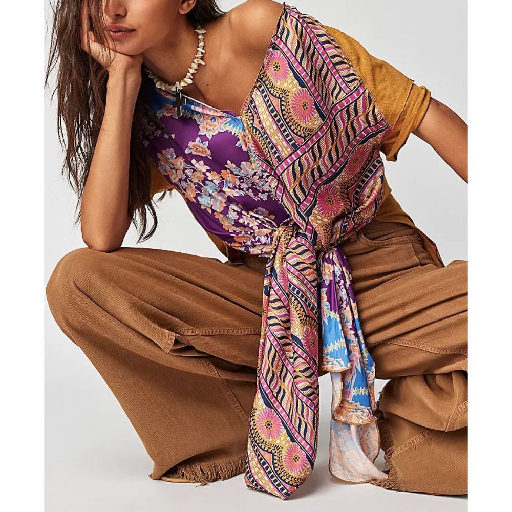 FREE PEOPLE Pick Your Scarf Maxi Tee / Blue Combo